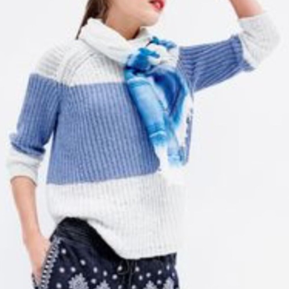 J.Crew Sailor Stripe Knit Sweater, Cotton-Linen, Nautical - Womens Small